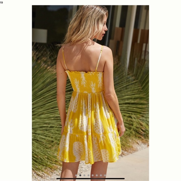 By Anthropologie NWT smocked yellow mini dress/cover-up, Sz S, removable straps - Picture 2 of 7